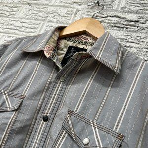 Age of Wisdom Japanese Pearl Snap Collared Shirt Plaid Medium